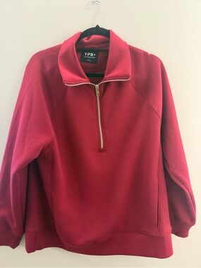 YPB Mens Red Half-Zip Turtleneck Pullover